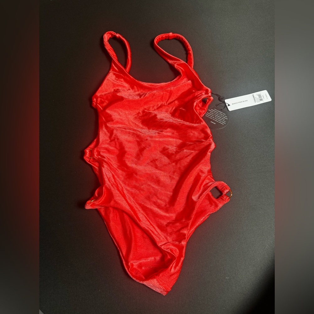 BEACH VIDA BLING Red Satin Drawstring Bag NWT